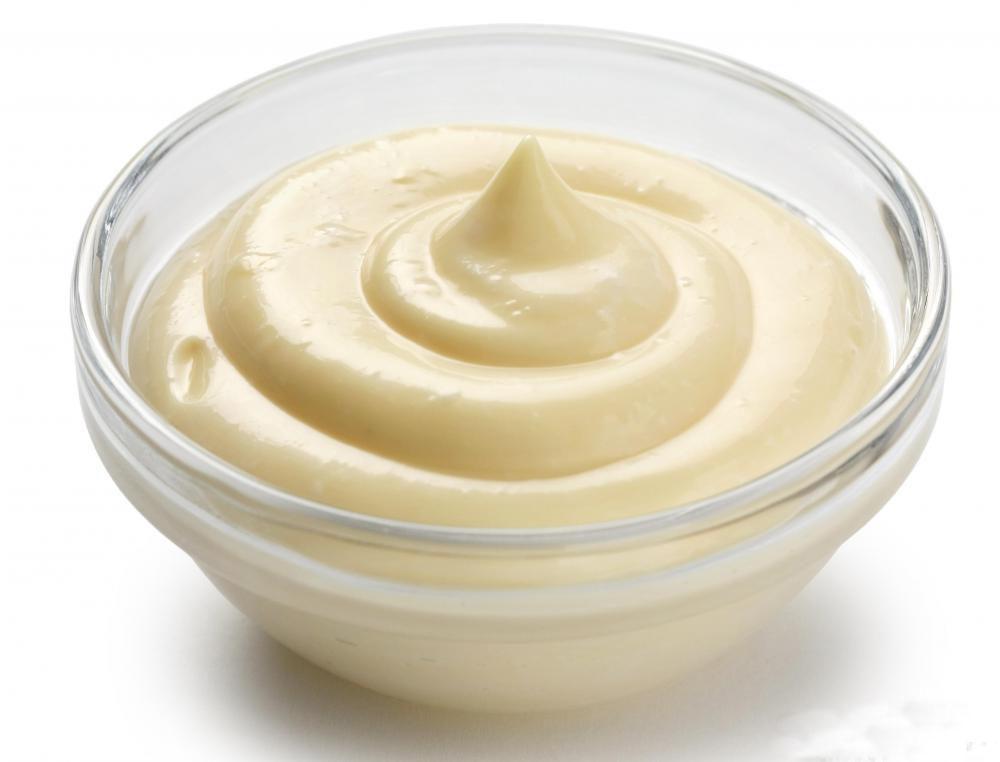 mayonnaise in glass bowl